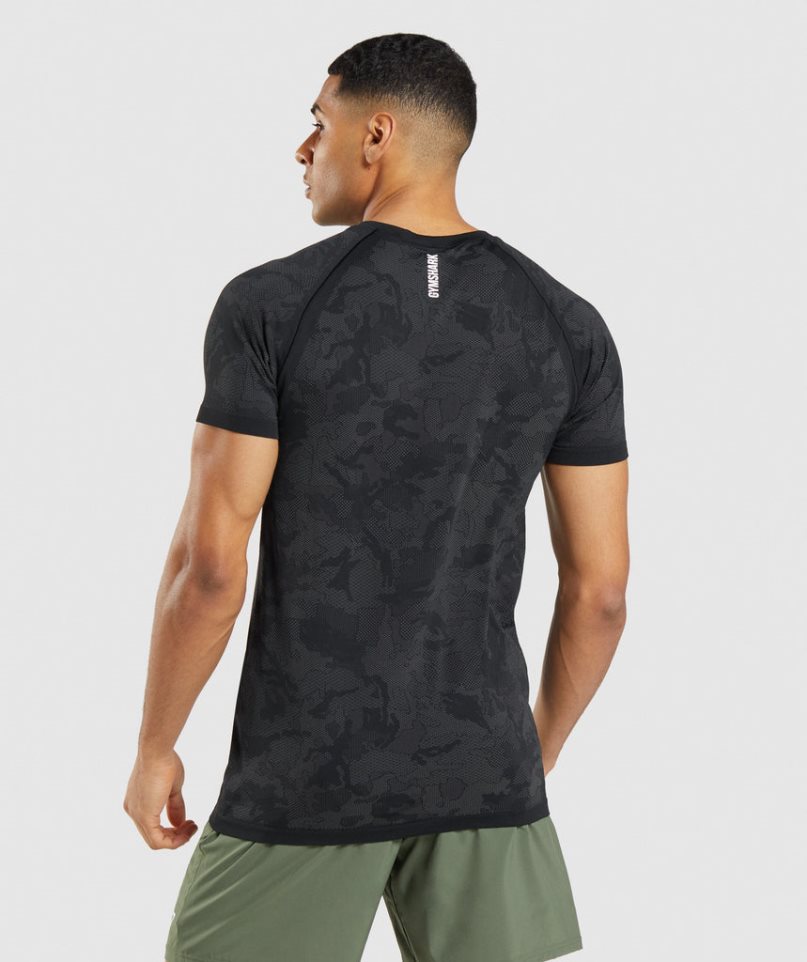 Men's Gymshark Geo Seamless T-Shirts Black | CA N31605